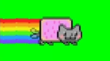 彩虹猫跑动绿屏抠像后期特效视频素材