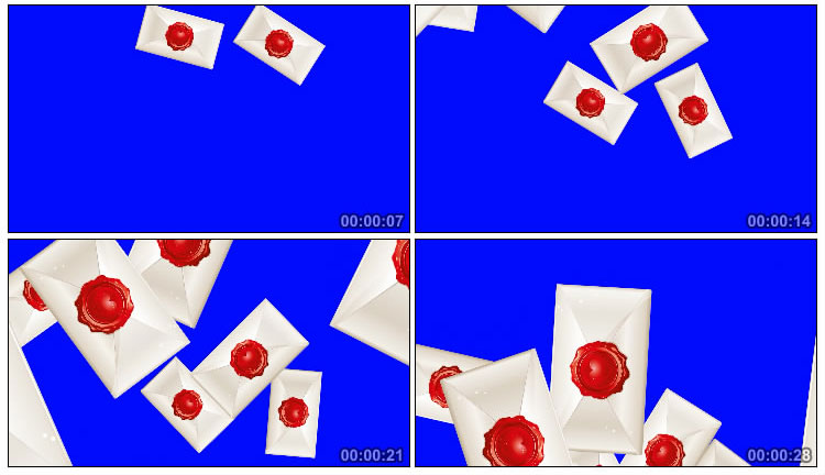 信封请柬爱情誓言蓝屏特效视频素材