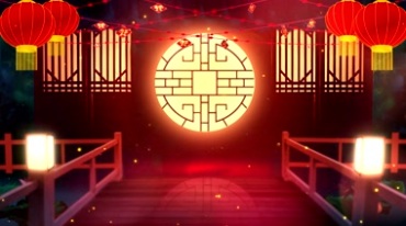 中式婚礼红灯笼屏风戏曲舞台背景视频素材