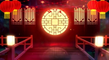 中式婚礼红灯笼屏风戏曲舞台背景视频素材