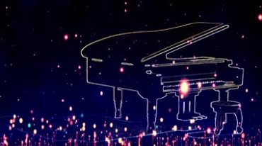 钢琴图案灯光梦幻粒子舞台背景视频素材