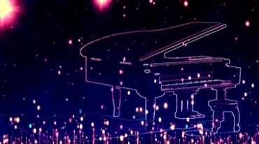 钢琴图案灯光梦幻粒子舞台背景视频素材