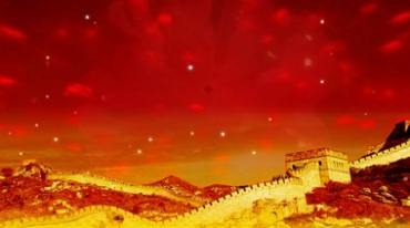 万里长城红色天空背景视频素材