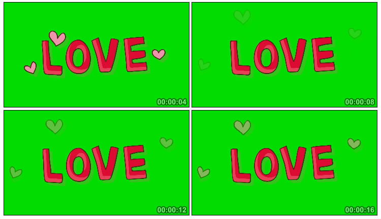 LOVE爱情字母字符英文单词绿幕特效视频素材