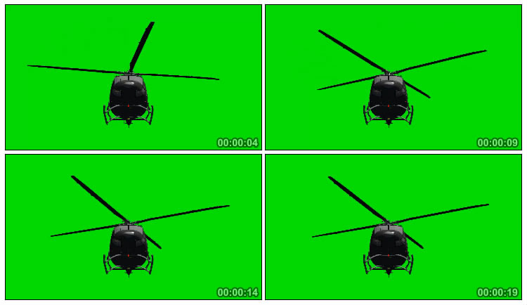 直升机飞行旋翼叶片转动音效绿屏后期特效视频素材