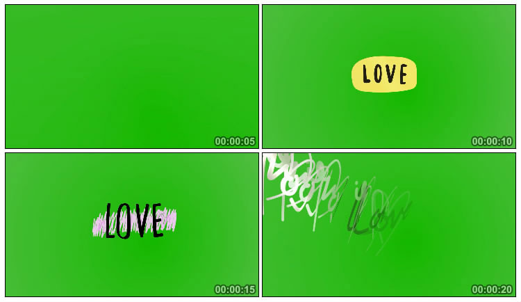 love英文字母单词字符绿屏后期特效视频素材