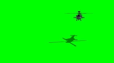 Apache直升飞机飞来绿幕抠像后期特效视频素材