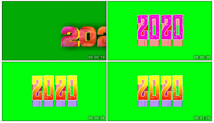 2020数字艺术字体绿屏抠像后期特效视频素材
