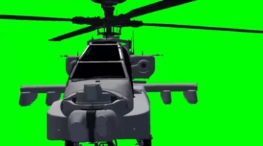 阿帕奇直升机飞行正面近距离特写绿屏后期特效视频素材