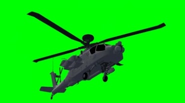 阿帕奇直升飞机飞行肚子仰拍绿屏特效视频素材