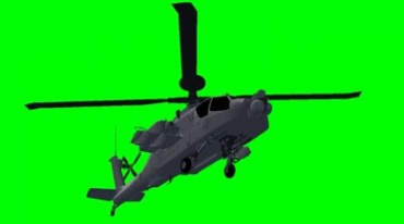 阿帕奇直升飞机飞行肚子仰拍绿屏特效视频素材