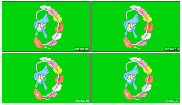 神奇宝贝Comfey花疗环环右侧角度绿布特效视频素材