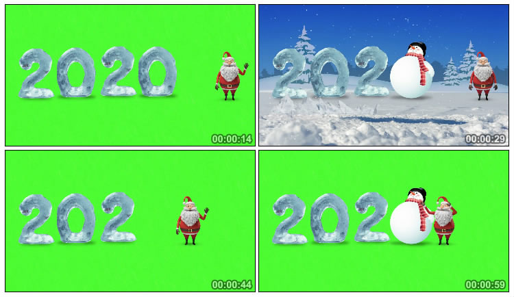 2020冰雪数字圣诞节绿屏抠像特效视频素材