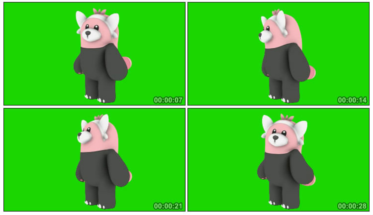 Bewear神奇宝贝穿着熊绿屏后期特效视频素材
