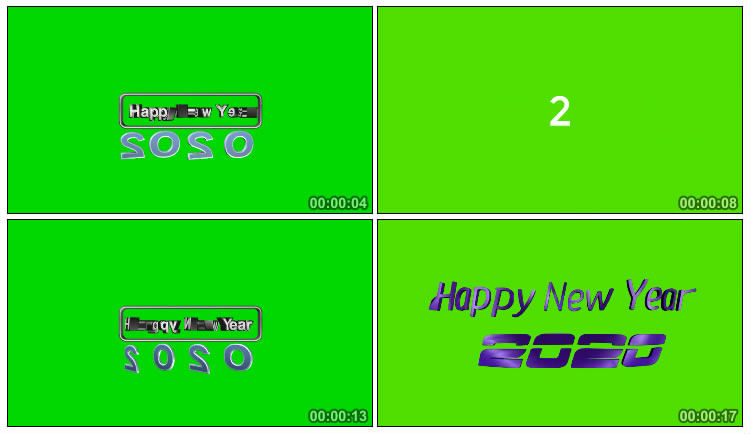 新年快乐绿屏抠像后期特效视频素材