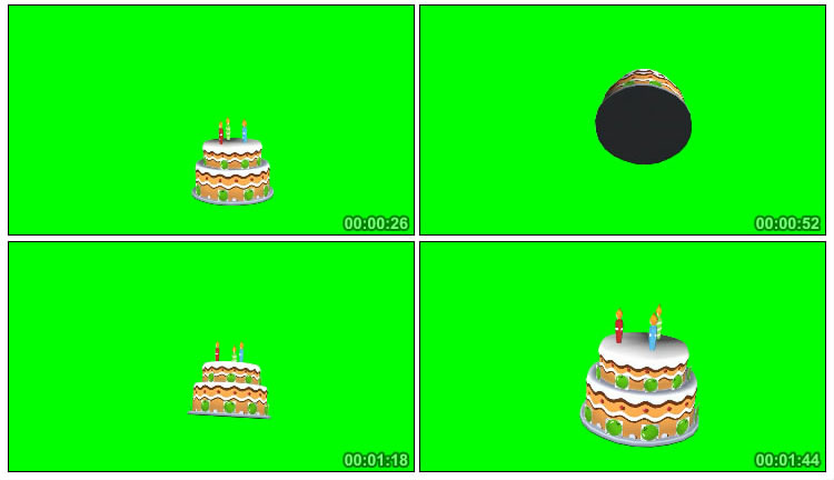 3D蛋糕展示绿屏抠像后期特效视频素材