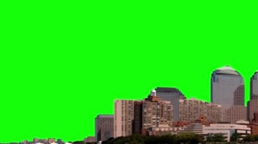 城市建筑高楼绿屏抠像后期特效视频素材
