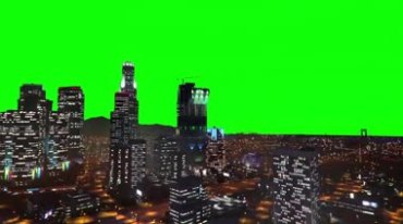 繁华城市夜景绿屏抠像后期特效视频素材