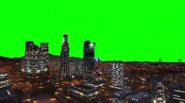 繁华城市夜景绿屏抠像后期特效视频素材