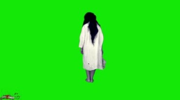白衣女鬼抱孩子虚像闪烁绿屏抠像后期特效视频素材