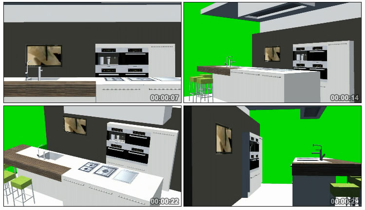 现代开放厨房绿屏后期特效视频素材