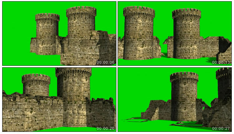 城堡古堡城墙绿屏抠像后期特效视频素材