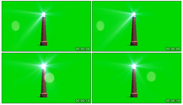 灯塔守卫塔灯光照射绿屏抠像后期特效视频素材