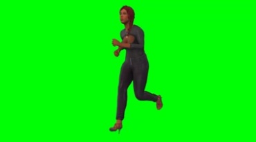 侠盗猎车卡通女人奔跑绿屏抠像后期特效视频素材