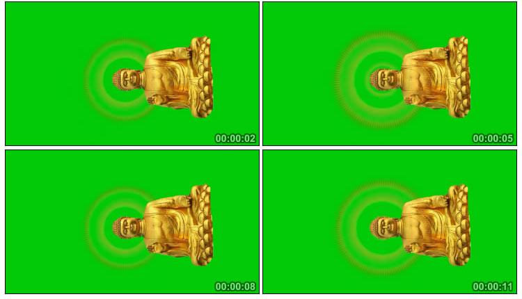 佛祖金佛发光绿布后期特效视频素材