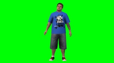 侠盗猎车手GTA5胖子人物形象绿布后期特效视频素材