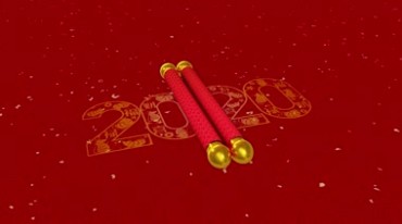 红色卷轴展开贺新年动态背景视频素材