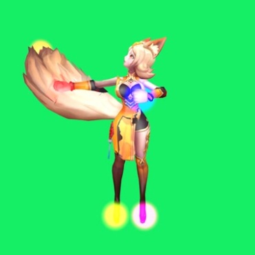 狐狸精卡通人物绿屏抠像后期特效视频素材