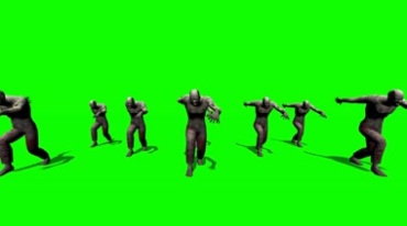 一群丧尸僵尸跳舞绿布抠像后期特效视频素材