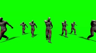 一群丧尸僵尸跳舞绿布抠像后期特效视频素材