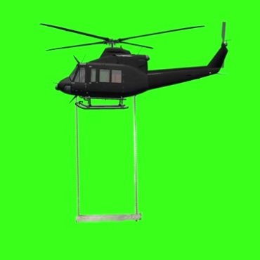 直升机吊绳秋千绿布抠像后期特效视频素材