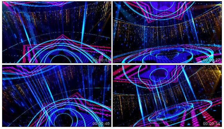 三维立体空间星光荧光粒子雨舞台背景视频素材