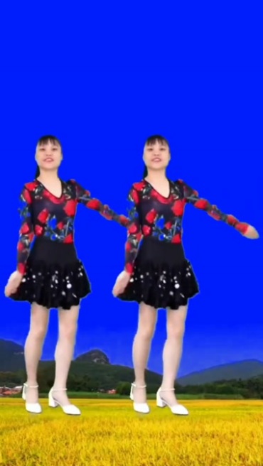 真人广场舞示范人物抠像蓝屏后期特效视频素材