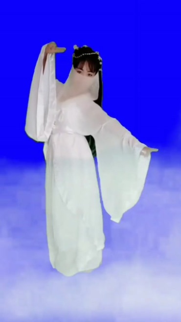 白衣蒙面仙女美女仙气蓝布抠像后期特效视频素材