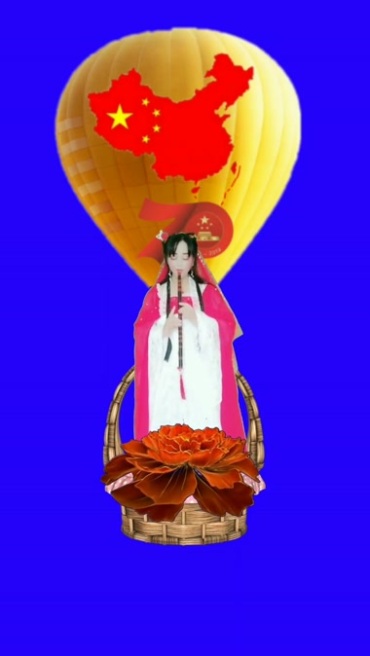 美女吹笛子中国地图人物抠像特效视频素材