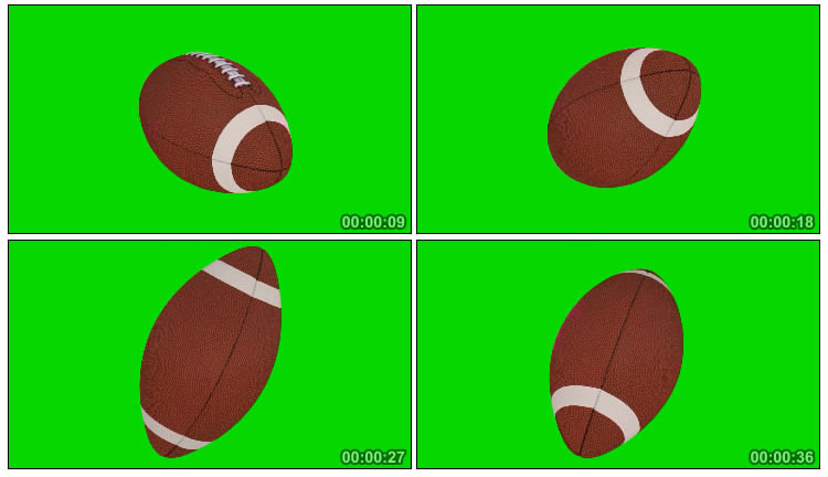 橄榄球美式足球飞行绿屏后期特效视频素材