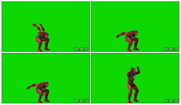 钢铁侠跳跃人物抠像绿屏后期特效视频素材