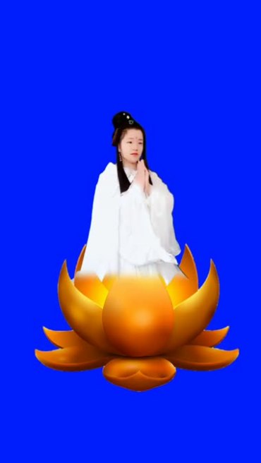 莲花美女修佛祈福拜佛人物抠像后期特效视频素材