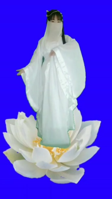 白色莲花仙子仙女人物抠像后期特效视频素材