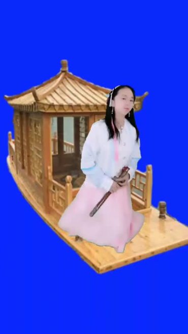 船上的美女黄蓉人物抠像后期特效视频素材