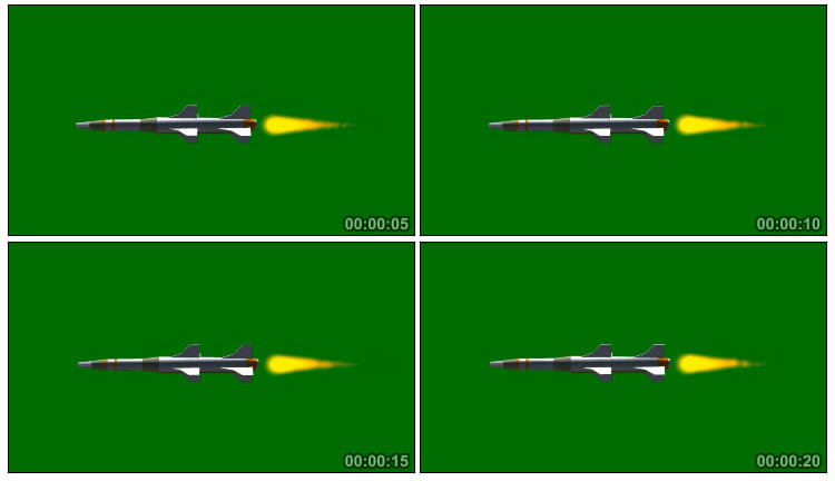 导弹飞行飞弹喷射火焰绿屏抠像后期特效视频素材
