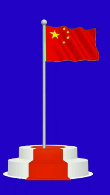 中国国旗升旗仪式蓝屏抠像后期特效视频素材