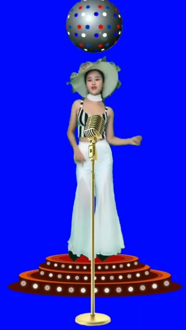 美女唱歌跳舞个人舞台蓝屏抠像后期特效视频素材
