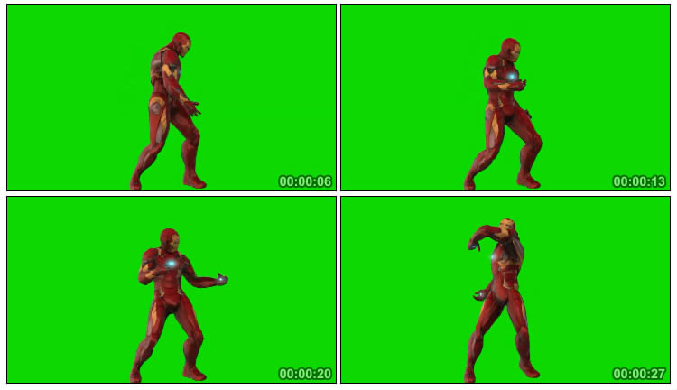 钢铁侠挥拳打击人物抠像绿屏抠像后期特效视频素材
