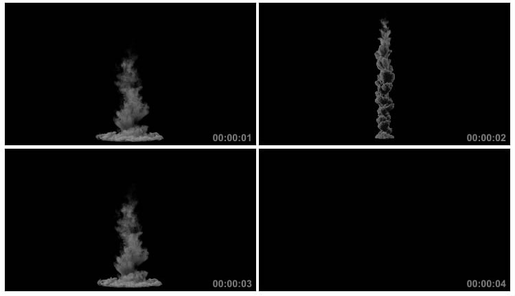 一串烟团掉落地上消散透明通道后期特效4K视频素材