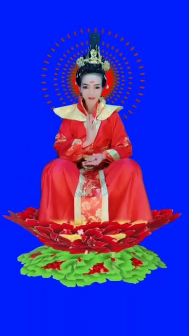 王母娘娘神仙人物形象祝福蓝屏后期特效视频素材